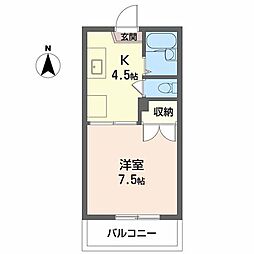 フレグランス西霞C 1Kの間取図画像
