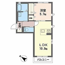 GRANDMERETAKASU 1LDKの間取図画像