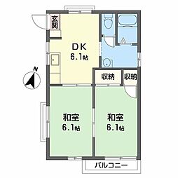 メゾン海老園C 2DKの間取図画像