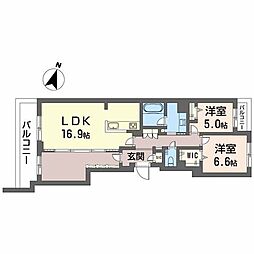 Ｂａｌｌｏｏｎｆｌｏｗｅｒ　Ｓｏｕｔｈ 2階2LDKの間取り