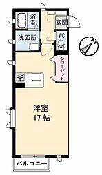 グランカーサ光ヶ丘 2階ワンルームの間取り
