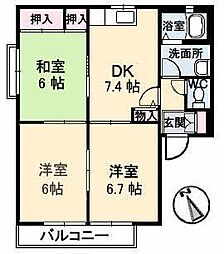 ディアス椎の木 2階3DKの間取り