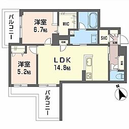 ピアヌーラ祇園 2LDKの間取図画像