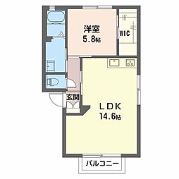 リバーサイドコーポA 1LDKの間取図画像