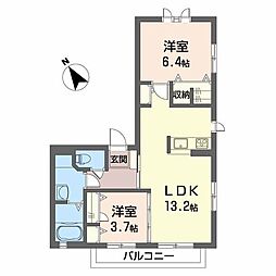 ボナールニイミ 2LDKの間取図画像