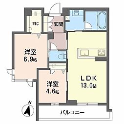 プライムフェルトII 2LDKの間取図画像