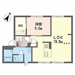 ポワブリエール岡 1LDKの間取図画像