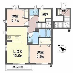 メゾン・ド・プルメリア4 2LDKの間取図画像