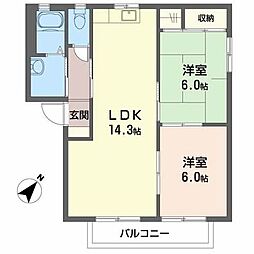 シャーメゾン相田B 2LDKの間取図画像