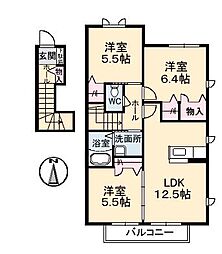 メイプルコートナカオE 3LDKの間取図画像