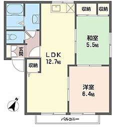 エイティー隅本D 2LDKの間取図画像