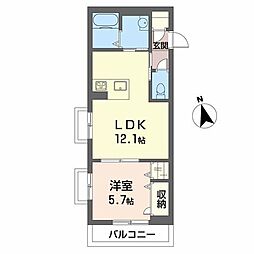 フェデリオ曙 1LDKの間取図画像