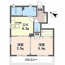 シャーメゾン澪 2DKの間取図画像