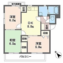 カプリス戸坂中町 3DKの間取図画像