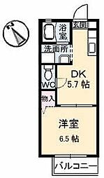 フローラルS 1DKの間取図画像