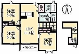 ハイツコスモス 3LDKの間取図画像