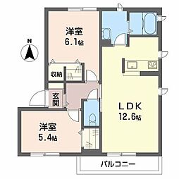ラフィーヌA 2LDKの間取図画像