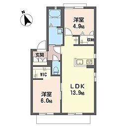 レーヴィンス島田C 2LDKの間取図画像