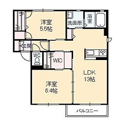パールハイツD 2LDKの間取図画像