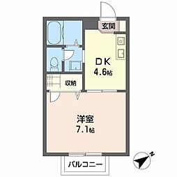 ティアラ藤 1DKの間取図画像