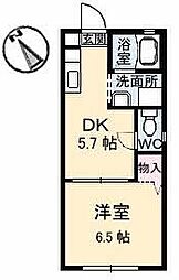 フローラルS 1DKの間取図画像