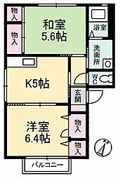 エクセルメゾンめぐみ 2Kの間取図画像