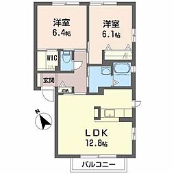 シャーメゾン洛陽　Ｄ棟 1階2LDKの間取り