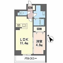 ヴィラシーンＡＢＥ 3階1LDKの間取り