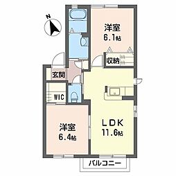 シャーメゾンヴェルジュール1 2LDKの間取図画像