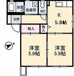 バリュージュ王子A 2Kの間取図画像