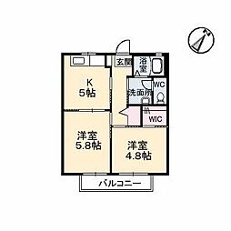 MaisonスカイヒルズM 2Kの間取図画像