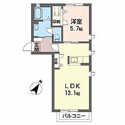 メゾンスカイヒルズJ 1LDKの間取図画像