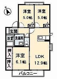 ディアス鍋倉B 3LDKの間取図画像