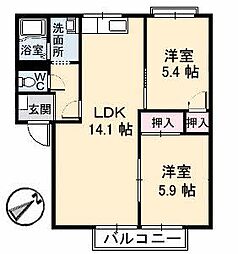 トリコローレA 2LDKの間取図画像
