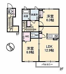 シャーメゾン華浦A 2LDKの間取図画像