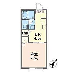 アンジュウデヤA 1DKの間取図画像