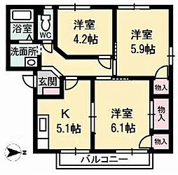 フレグランス前町 3Kの間取図画像
