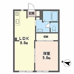 ガーデンハウスB 1LDKの間取図画像