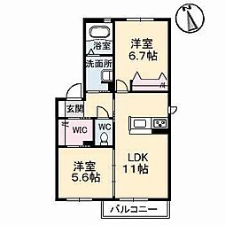 シャーメゾンクアトロ 2LDKの間取図画像