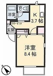 ディアス貴船A 1Kの間取図画像