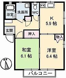 シャーメゾン侍町 2Kの間取図画像
