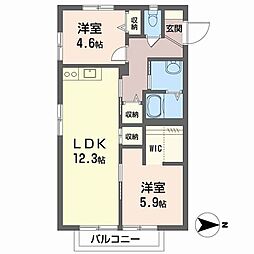 ヴィバーチェ椋野1 2LDKの間取図画像