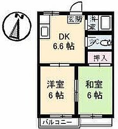 シーサイド・ハイツ　Ａ棟 2階2DKの間取り