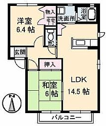 グリーンコート　Ｃ棟 2階2LDKの間取り