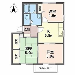 メゾン・アムールA 3Kの間取図画像