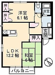 パティオ-6 2LDKの間取図画像