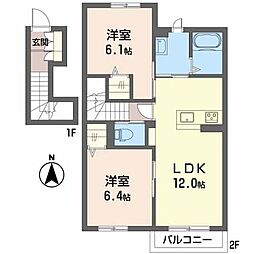 シャーメゾン村中 2LDKの間取図画像