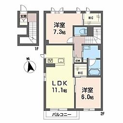 シャーメゾンソレイユ 2LDKの間取図画像