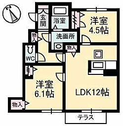 シャーメゾンカスガB 2LDKの間取図画像