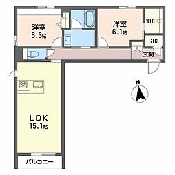ブリリアンテ 2LDKの間取図画像